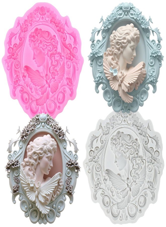 RFGHAC Cameo with Picture Frame Silicone Molds Goddess Avatar Fondant Mold for Cake Decorating Cupcake Topper Candy Chocolate Sugar Gum Paste Polymer Clay - Image 1
