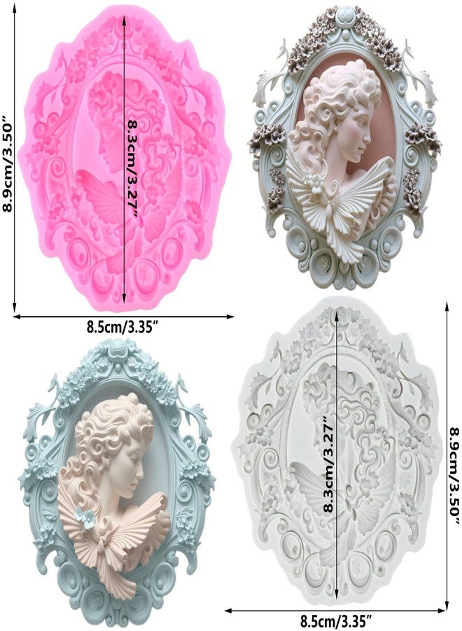 RFGHAC Cameo with Picture Frame Silicone Molds Goddess Avatar Fondant Mold for Cake Decorating Cupcake Topper Candy Chocolate Sugar Gum Paste Polymer Clay - Image 2