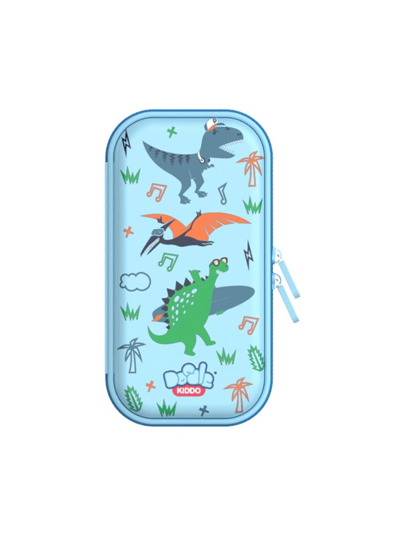 Doodle Kiddo Dinosaur Pencil Case for Kids | Lightweight & Durable with Zipper Lock & Mesh Holder | Nursery & Primary School | 15.5x22x4 CM - Image 1