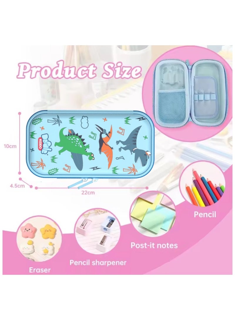 Doodle Kiddo Dinosaur Pencil Case for Kids | Lightweight & Durable with Zipper Lock & Mesh Holder | Nursery & Primary School | 15.5x22x4 CM - Image 2
