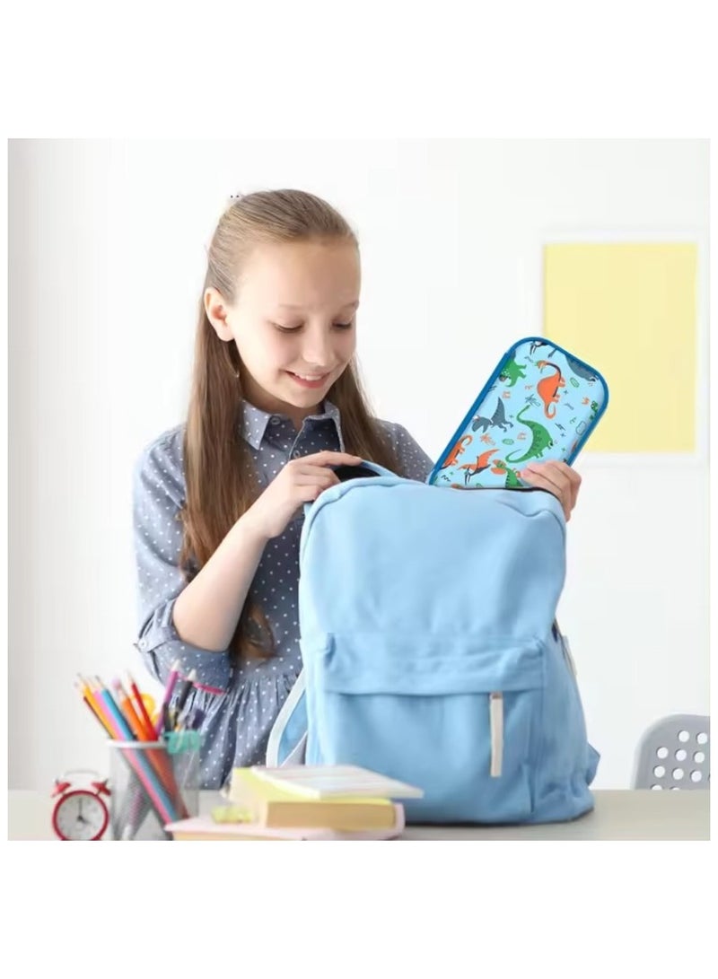 Doodle Kiddo Dinosaur Pencil Case for Kids | Lightweight & Durable with Zipper Lock & Mesh Holder | Nursery & Primary School | 15.5x22x4 CM - Image 3