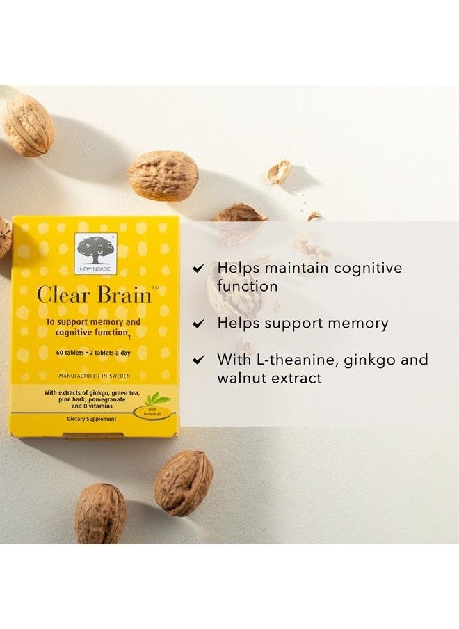 New Nordic Clear Brain Tablets | Supports Normal Cognitive Health and Memory | with Green Tea and Walnut | Swedish Made | 60 Count (Pack of 1)  - Image 3