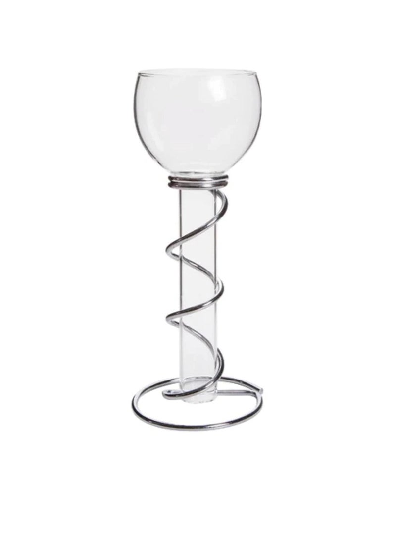 Generic Single Floating Glass Taper Holder Silver Stand  - Image 2