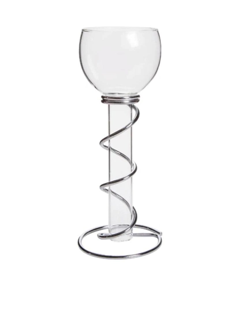 Generic Single Floating Glass Taper Holder Silver Stand  - Image 3