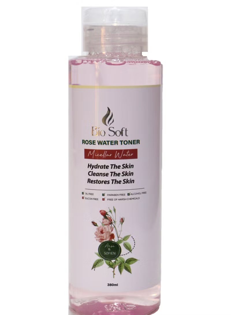 بيو سوفت تونر ماء الورد ماء ميسيلار 380 مل - Image 1