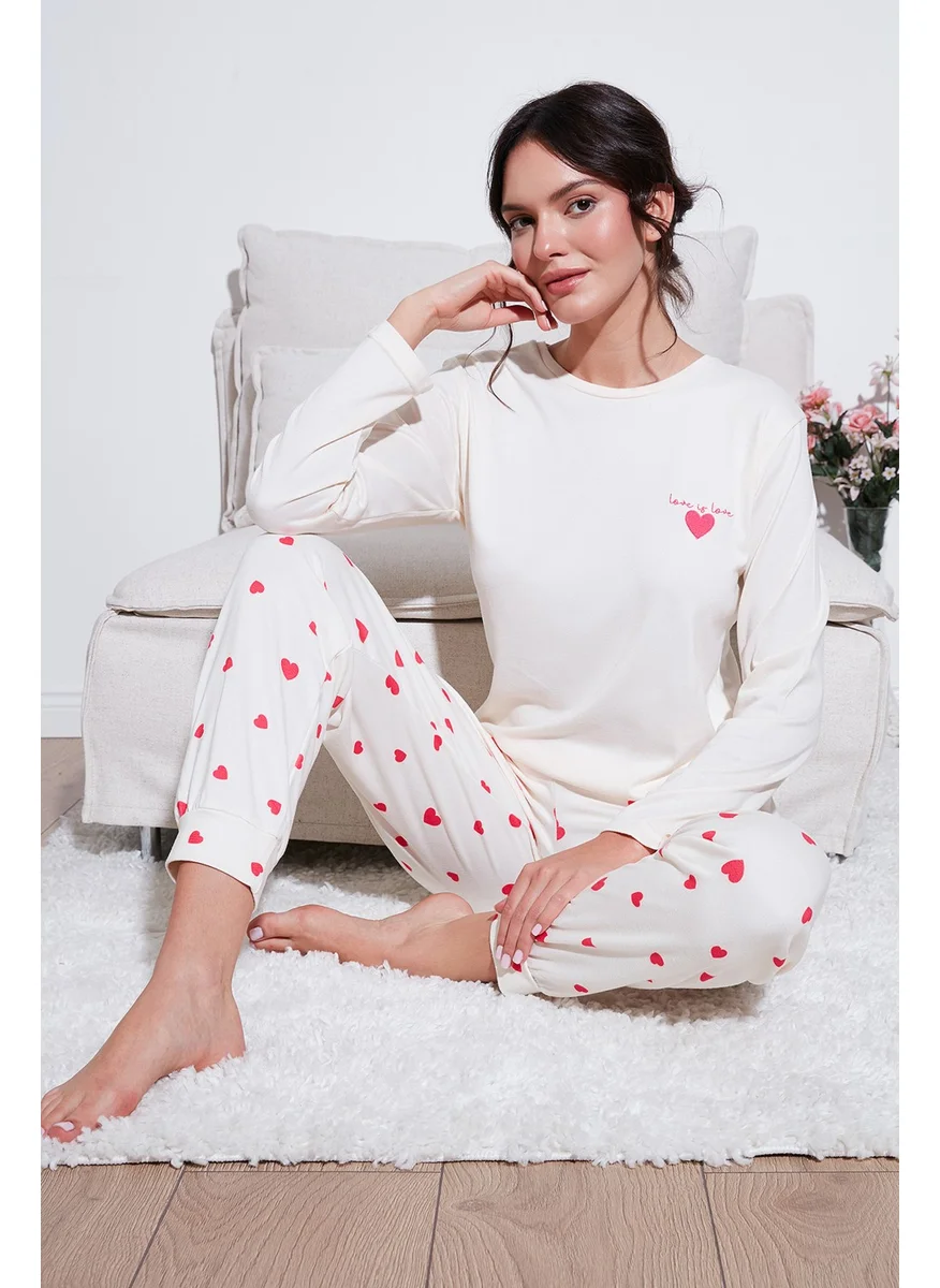 Lela Stretch Regular Fit Elastic Waist Crew Neck Pajama Set Women's Pajama Set 65714101