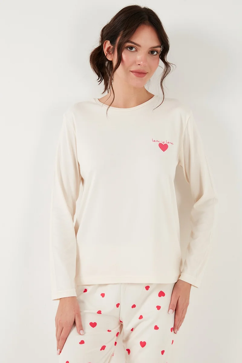 Lela Stretch Regular Fit Elastic Waist Crew Neck Pajama Set Women's Pajama Set 65714101