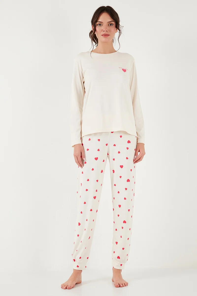 Lela Stretch Regular Fit Elastic Waist Crew Neck Pajama Set Women's Pajama Set 65714101