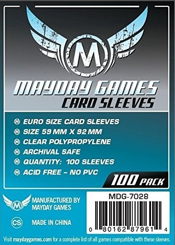Mayday Games 7028 Clear Sleeves 59x92mm Euro Game Size (4x100, 400 sleeves) - Image 2