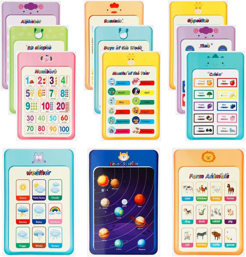 KASTWAVE Educational Posters for Preschool, Kindergarten, and Classroom Decorations - Set of 12, Includes Alphabet, Numbers, Colors, Shapes, Days of the Week – Vibrant & Durable Learning Tools for Kids - Image 1
