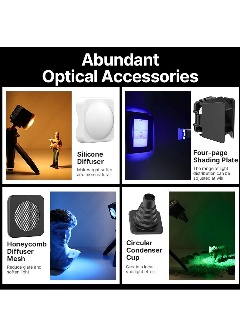 Ulanzi - Ulanzi L2 RGB Mini COB Video Camera, Light Dimmable, 360° Full-Color Light, with Diffuser Honeycomb Photography, for DSLR Camera - Image 1
