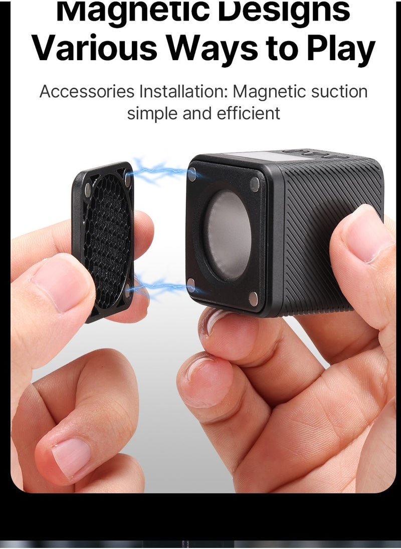 Ulanzi - Ulanzi L2 RGB Mini COB Video Camera, Light Dimmable, 360° Full-Color Light, with Diffuser Honeycomb Photography, for DSLR Camera - Image 1