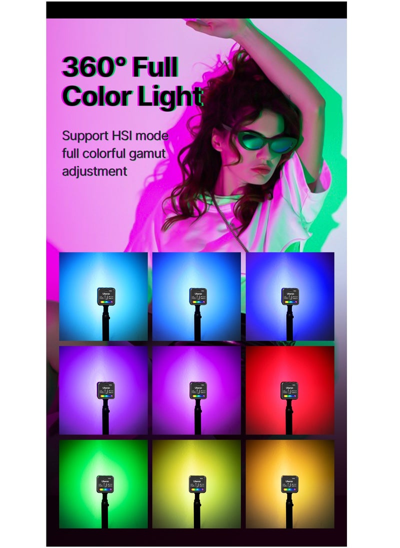 Ulanzi - Ulanzi L2 RGB Mini COB Video Camera, Light Dimmable, 360° Full-Color Light, with Diffuser Honeycomb Photography, for DSLR Camera - Image 1