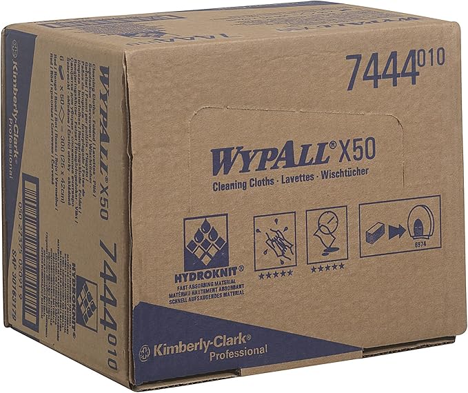 WypAll WypAll X50 Colour Coded Cleaning Cloths 7444 Red Wiping Cloths 6 Packs x 50 Interfolded Colour Coded Cloths 300 total