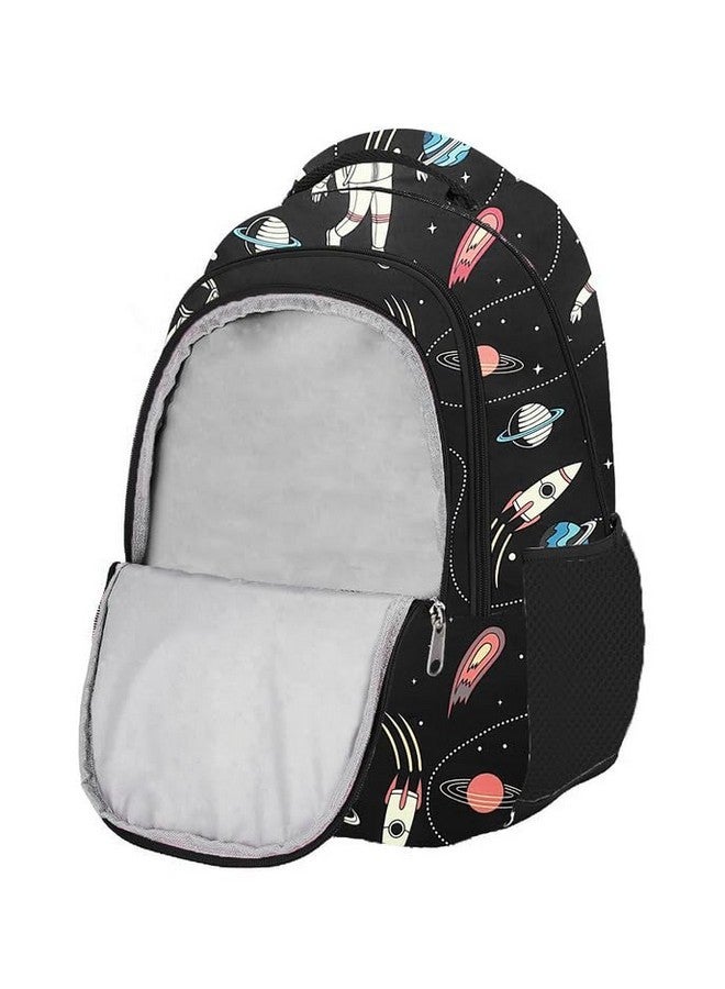 Frantic حقيبة ظهر مدرسية مقاومة للماء من بوليستر 26 لتر 3 أقسام مع حقيبة أقلام/قرطاسية لحقيبة مدرسية للطلاب من الصف 1 إلى 8 حقيبة يومية لحقيبة نزهة للأولاد والبنات (RR_أسود_رائد_فضاء_ولد_24_A) - Image 2