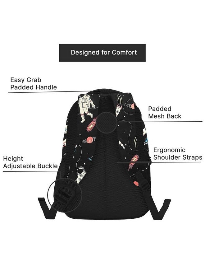 Frantic حقيبة ظهر مدرسية مقاومة للماء من بوليستر 26 لتر 3 أقسام مع حقيبة أقلام/قرطاسية لحقيبة مدرسية للطلاب من الصف 1 إلى 8 حقيبة يومية لحقيبة نزهة للأولاد والبنات (RR_أسود_رائد_فضاء_ولد_24_A) - Image 3