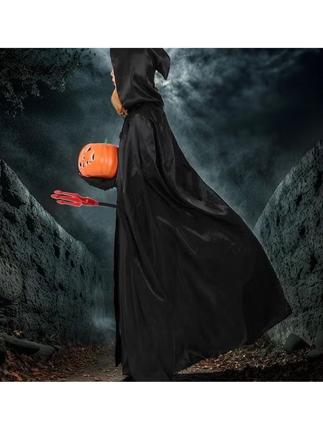 Realfrog Cloak with Hood,Full Length Robe,Cosplay Cloak,Medieval Cowl Hat,Cosplay Accessory,Cosplay Costumes Men Women Unisex Witch Cowl Hat Black,Role-playing Props,Role Play Costume Dress-Up - Image 5