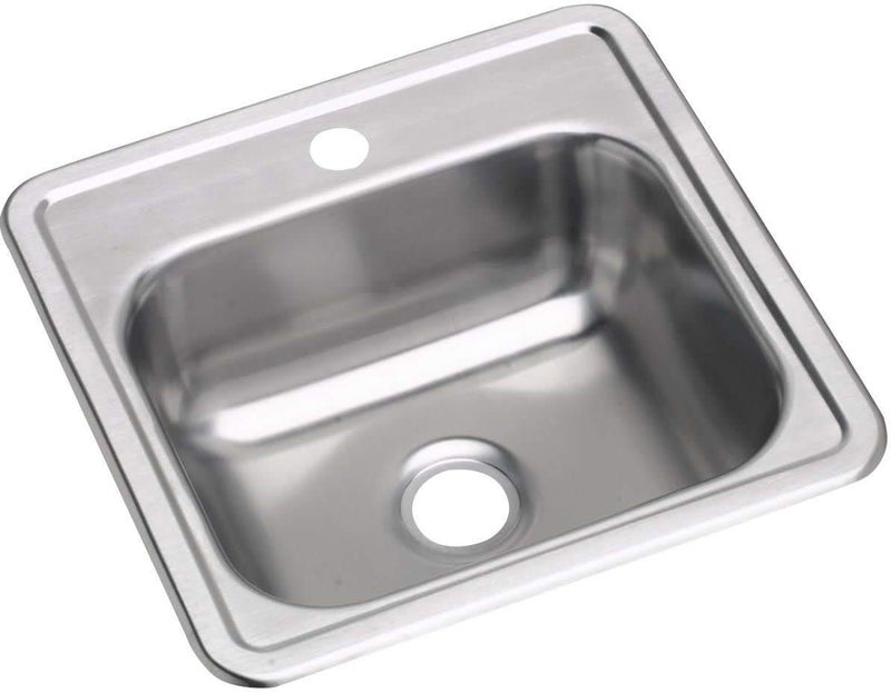 Elkay D11516 Dayton 15 Drop In Single Basin Stainless Steel Kitchen Sink 1 Faucet Hole