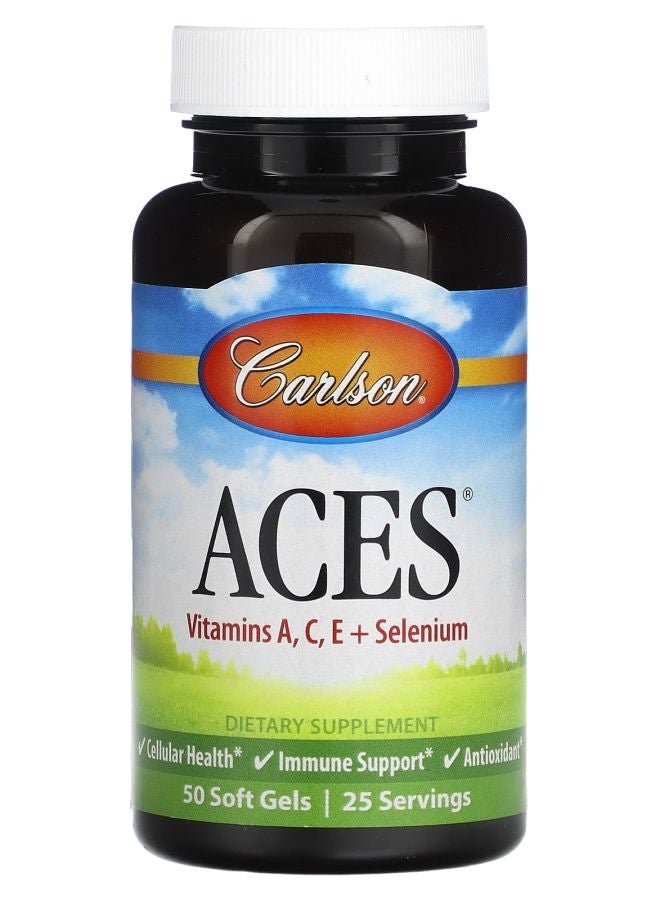 Carlson ACES Vitamins A C E + Selenium 50 Soft Gels 