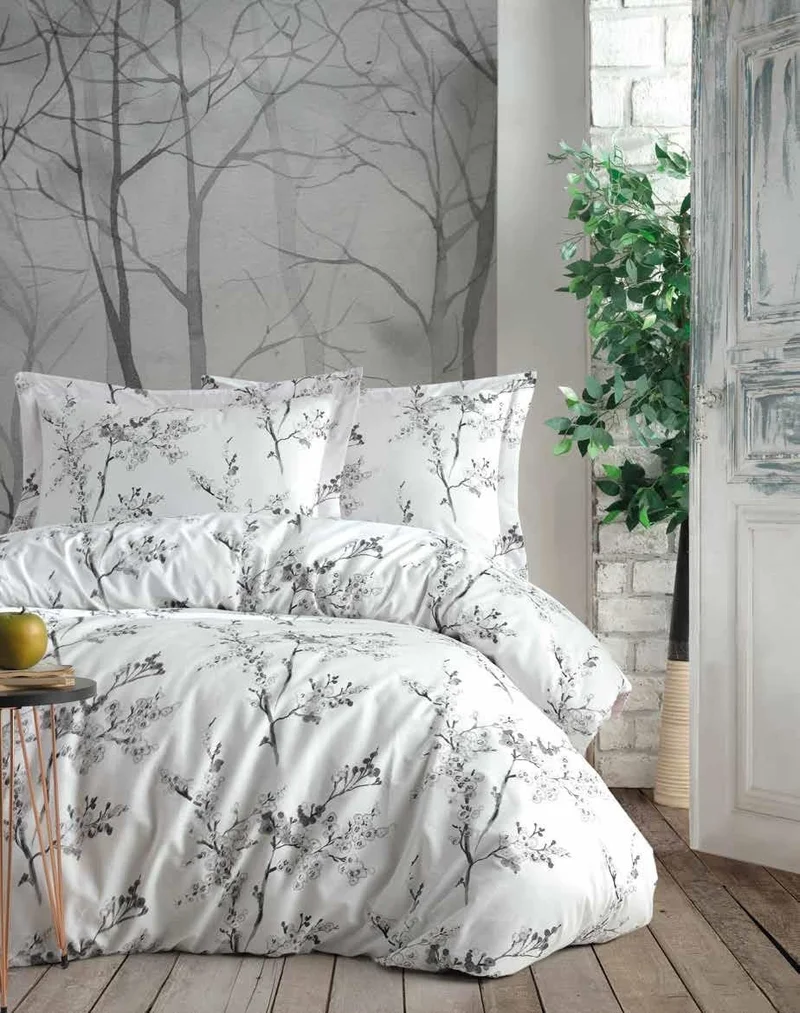 بلونيتي Jasmin Natural Cotton Double Duvet Cover Set White
