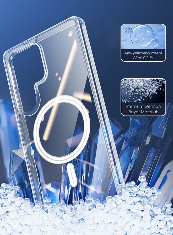 بشكل مختصر غطاء شفاف لجهاز Samsung Galaxy S25 Ultra 5G 2025، غطاء مغناطيسي متوافق مع MagSafe، غطاء خلفي صلب ونحيف مقاوم للصدمات، يدعم الشحن اللاسلكي - Image 3