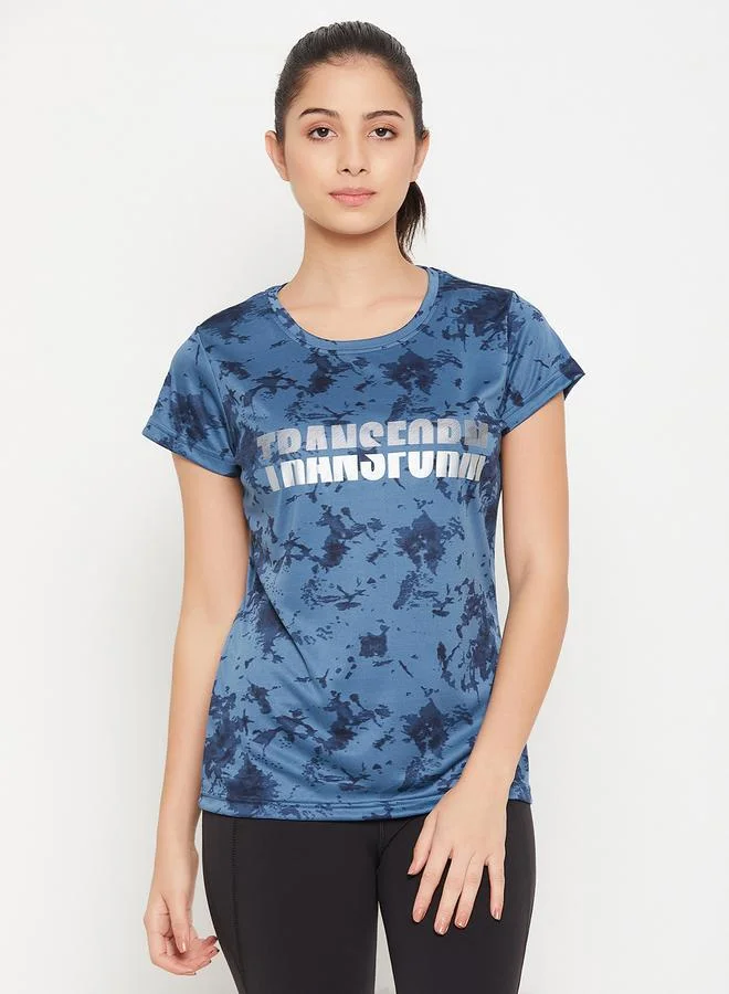Clovia Clovia Comfort Fit Reflective Text Print Active T-Shirt
