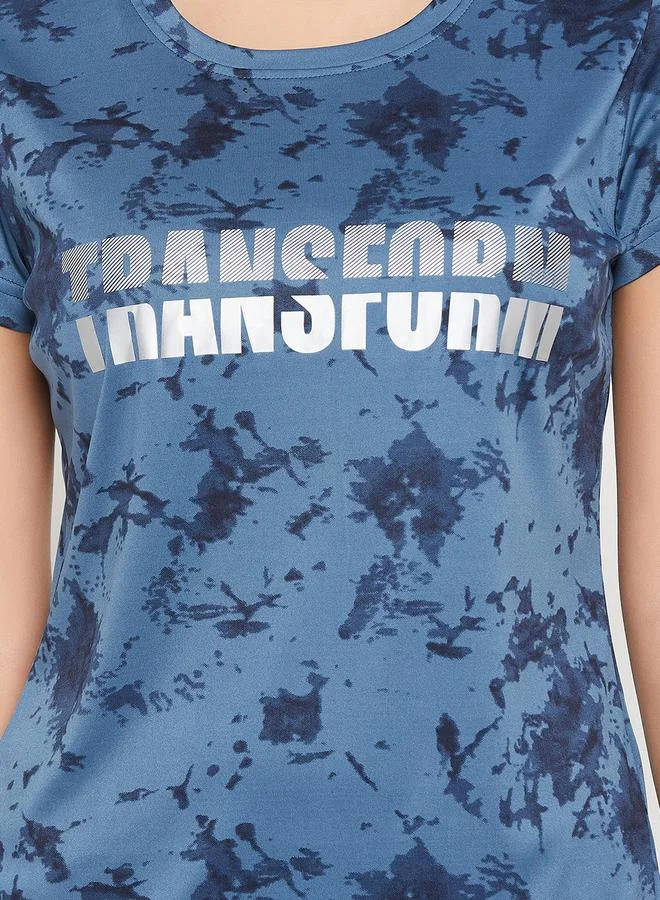 Clovia Clovia Comfort Fit Reflective Text Print Active T-Shirt