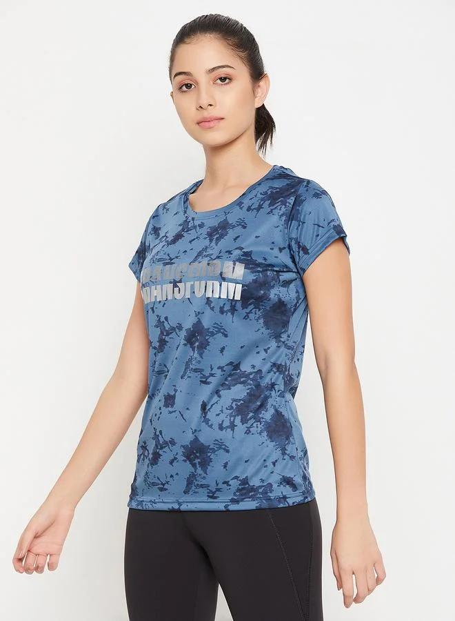 Clovia Clovia Comfort Fit Reflective Text Print Active T-Shirt
