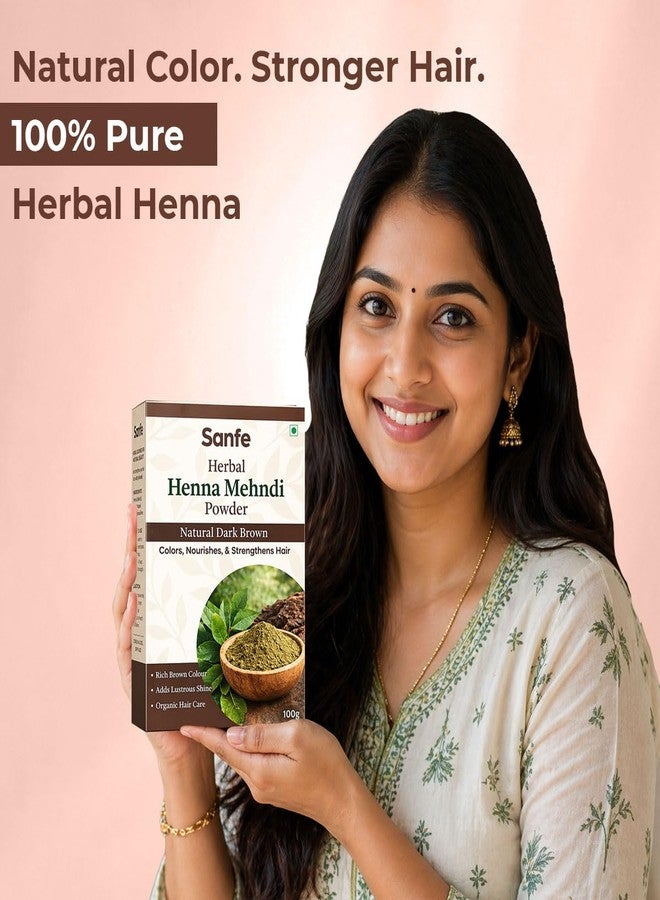 Sanfe Herbal Henna Mehendi Powder - 100 g | Plant-Based Hair Colour for Natural Brown Tone | Organic Powder for HairCare Use | Traditional Mehendi Format | Natural Dye Blend Option | Strengthens Hair - Image 5