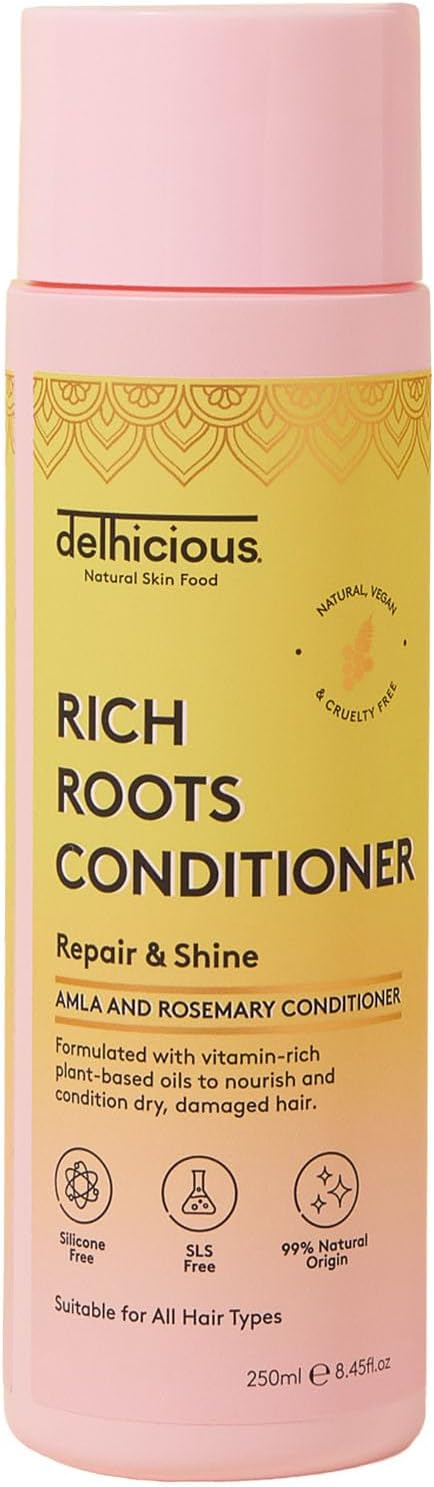 Delhicious Amla Oil Rosemary Oil Shampoo for Hair Growth Rich Roots Vegan Shampoo for Thinning Hair Damaged Hair Dry Scalp Treatment with Argan Oil Natural Ayurveda Hair Treatment 250ml - Image 1