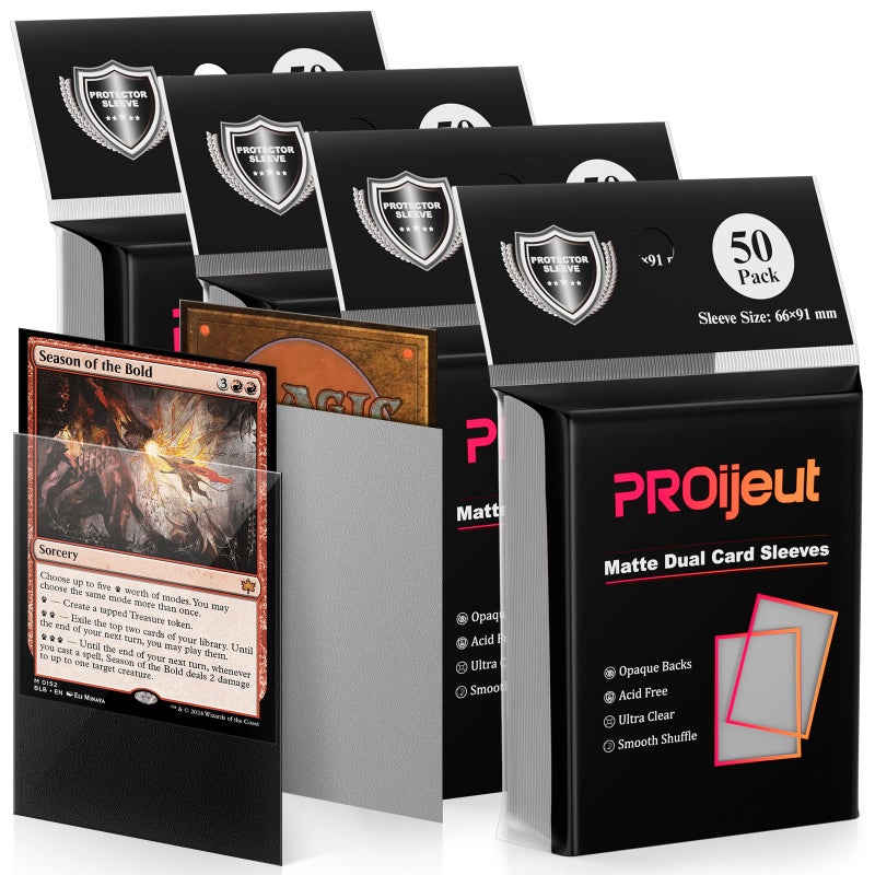 Proijeut 200 Pack Card Sleeves  Matte Dual Trading Card Sleeves With Opaque Back & Smooth Shuffle  Tear Resistant Card Protectors For Mtg  Tcg And Game Cards (Justice Silver) - Image 1