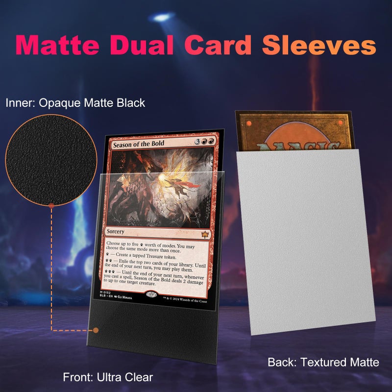 Proijeut 200 Pack Card Sleeves  Matte Dual Trading Card Sleeves With Opaque Back & Smooth Shuffle  Tear Resistant Card Protectors For Mtg  Tcg And Game Cards (Justice Silver) - Image 2