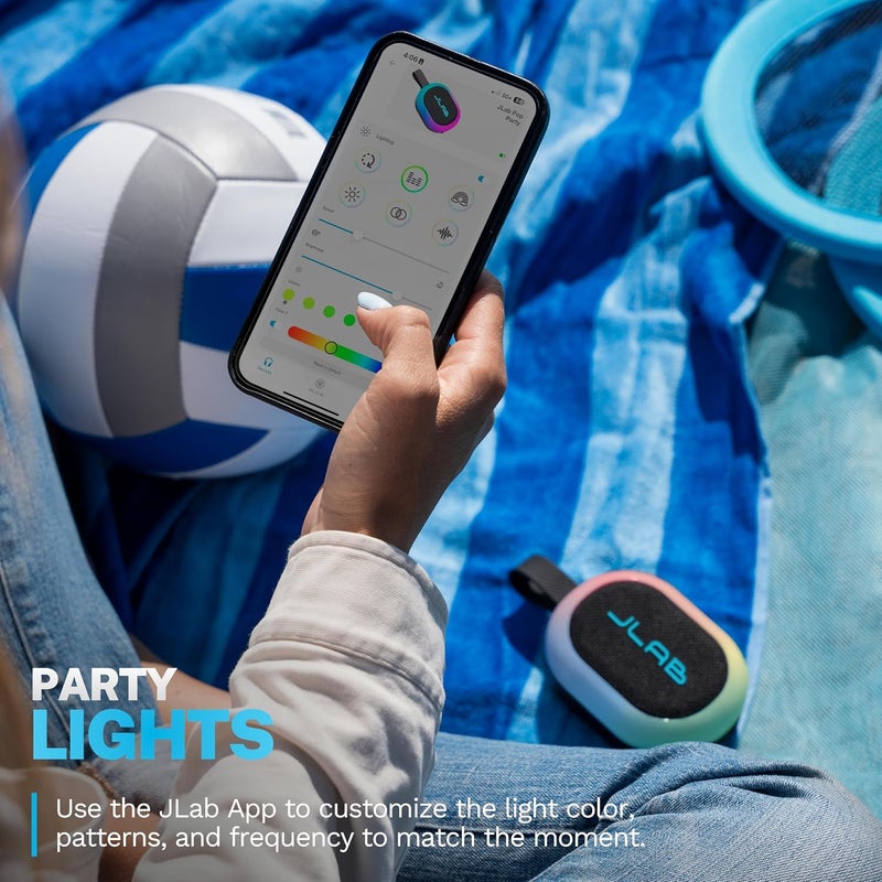 Jlab Pop Party Ultra-Portable Small Bluetooth Speaker with 8H+ Playtime - 5W Wireless Outdoor Travel Speaker with RGB Lights & Bold Audio, IPX5 Water Resistant Mini Speakers, Black - Image 3