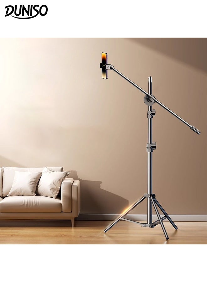 DUNISO Multi Functional Mobile Phone Tripod with Remote Extendable Portable High Strength Legs and Extendable Tube Tripod Stand Dual Machine Position Swivel Pan Head Professional Aluminum Lightweight Extendable Phone Tripod  - Image 1