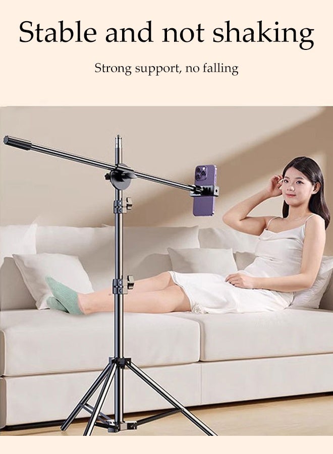 DUNISO Multi Functional Mobile Phone Tripod with Remote Extendable Portable High Strength Legs and Extendable Tube Tripod Stand Dual Machine Position Swivel Pan Head Professional Aluminum Lightweight Extendable Phone Tripod  - Image 2