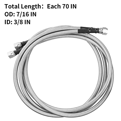 MuHize 70-Inch Transmission Cooler Lines 6AN - SAE Stainless Steel Braided Transmission Hose for GM 4L60E 4L80E 4L65E 700R4, Fit Chevy Silverado/GMC Sierra - Image 3