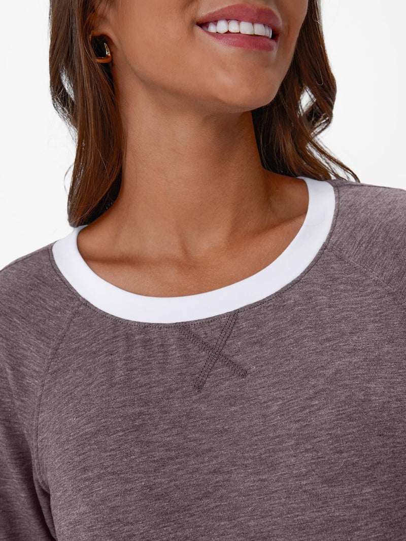 AUTOMET Womenâ€˜s Color Block Long Sleeve Shirts Crewneck, Plus Size Winter & Spring Top, Casual Fall Tee Daily Outfits RoseTaupe M - Image 5