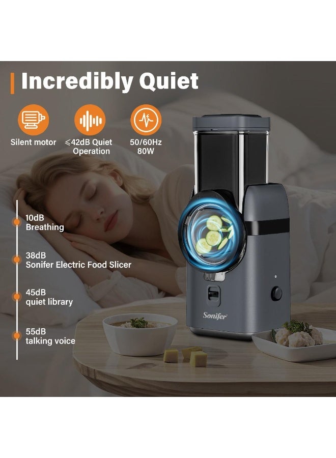 Sonifer SF-5550 6-in-1 Electric Vegetable Slicer & Food Chopper | 80W Powerful Motor with 6 Stainless Steel Blades | Multifunctional Salad Maker, Shredder & Grinder for Quick, Safe & Easy Food Prep - Image 3