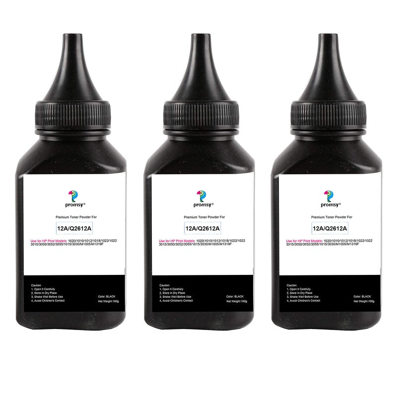 proffisy 3 Pack 12A Toner Powder Refill Compatible with HP 12A Q2612A Cartridge 100g Per Bottle - Image 4