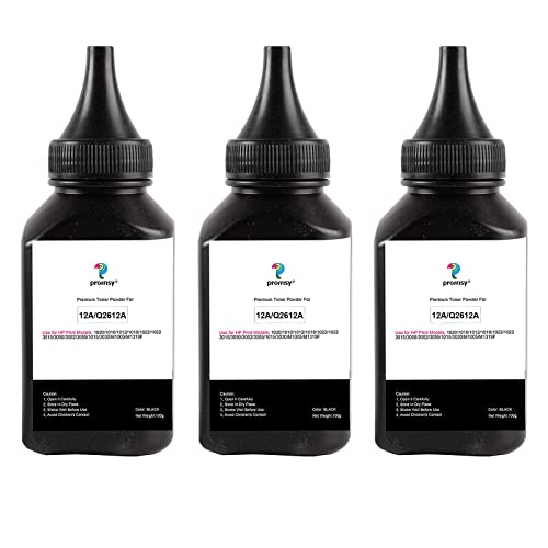proffisy 3 Pack 12A Toner Powder Refill Compatible with HP 12A Q2612A Cartridge 100g Per Bottle - Image 1