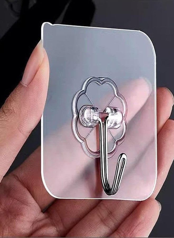 OSFT Self Adhesive Waterproof Wall Hooks for Bathroom Kitchen, Keys Door Outdoor Heavy Duty Transparent Utility Hook for Home (10) - Image 1