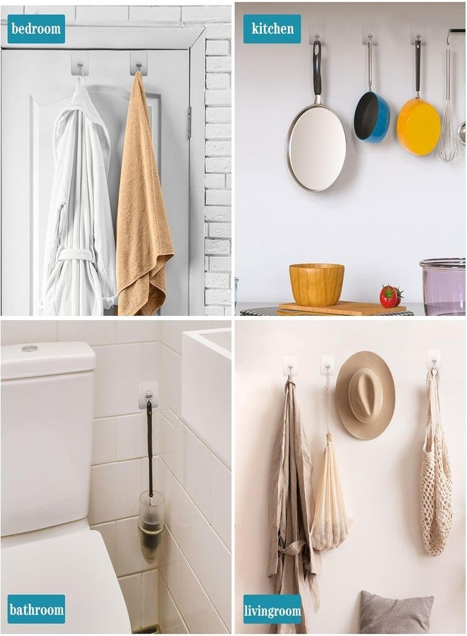 OSFT Self Adhesive Waterproof Wall Hooks for Bathroom Kitchen, Keys Door Outdoor Heavy Duty Transparent Utility Hook for Home (10) - Image 3