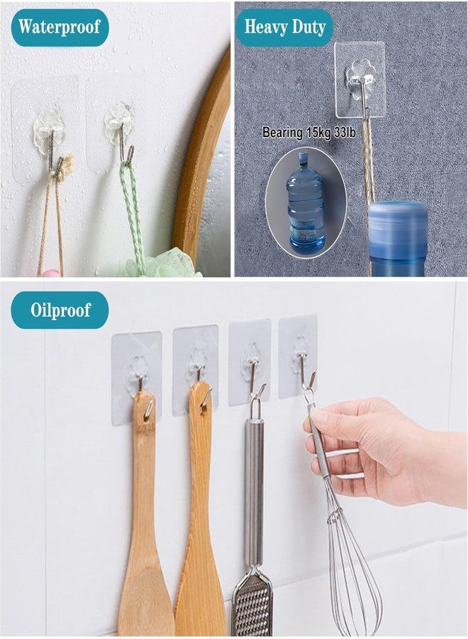 OSFT Self Adhesive Waterproof Wall Hooks for Bathroom Kitchen, Keys Door Outdoor Heavy Duty Transparent Utility Hook for Home (10) - Image 5