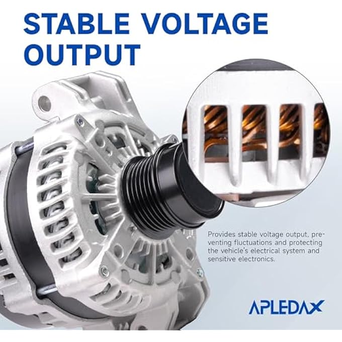 APLEDAX High Output Upgraded Alternator For/DODGE Challenger 2015-2021, Charger Durango For/JEEP Grand Cherokee 2011-2020 For/CHRYSLER 300 2011-2021 For/RAM 1500, 3.6L, 12V 180A CW 6-Groove 4801778AF - Image 2