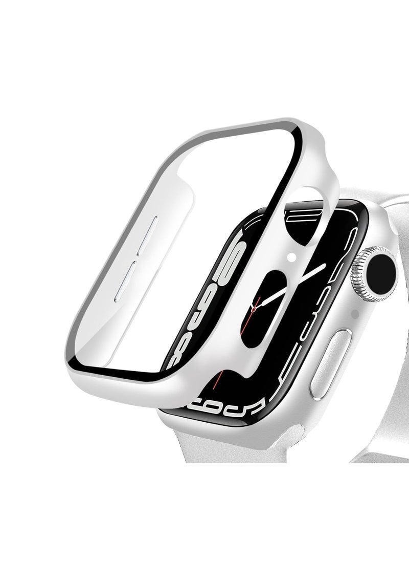 ماركة غير محددة - جراب صلب متوافق مع ساعة Apple Watch Series 10 مقاس 46 مم (2024)، مع واقي شاشة من الزجاج المقوى 9H [مقاوم للصدمات بزاوية 360 درجة + مضاد للخدش] جراب لساعة iWatch S10 مقاس 46 مم - أبيض - Image 1