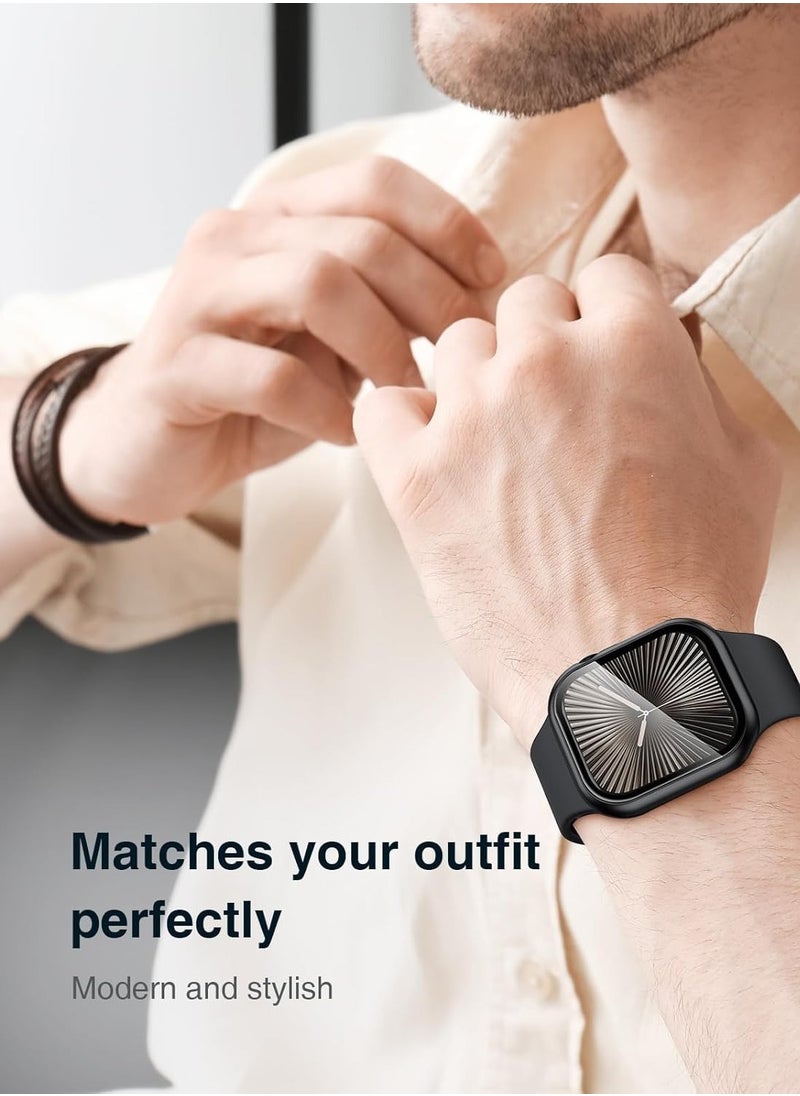 ماركة غير محددة - جراب صلب متوافق مع ساعة Apple Watch Series 10 مقاس 46 مم (2024)، مع واقي شاشة من الزجاج المقوى 9H [مقاوم للصدمات بزاوية 360 درجة + مضاد للخدش] جراب لساعة iWatch S10 مقاس 46 مم - أبيض - Image 1