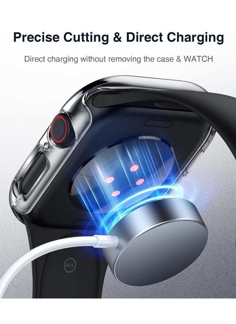 ماركة غير محددة - جراب صلب متوافق مع ساعة Apple Watch Series 10 مقاس 46 مم (2024)، مع واقي شاشة من الزجاج المقوى 9H [مقاوم للصدمات بزاوية 360 درجة + مضاد للخدش] جراب لساعة iWatch S10 مقاس 46 مم - أبيض - Image 1