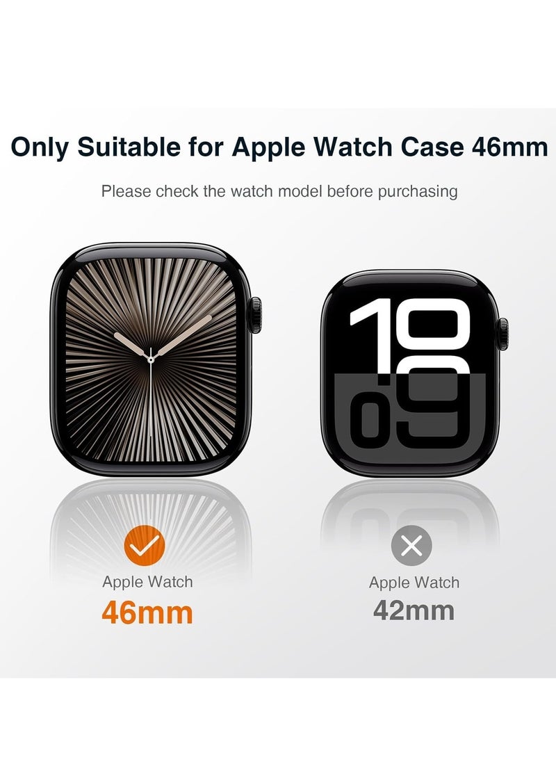 ماركة غير محددة - جراب صلب متوافق مع ساعة Apple Watch Series 10 مقاس 46 مم (2024)، مع واقي شاشة من الزجاج المقوى 9H [مقاوم للصدمات بزاوية 360 درجة + مضاد للخدش] جراب لساعة iWatch S10 مقاس 46 مم - أبيض - Image 1