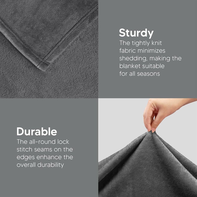 Utopia Bedding Fleece Blanket Twin Size Grey 300GSM Luxury Anti-Static Fuzzy Soft Microfiber Bed Blanket (60x80 Inch) - Image 5