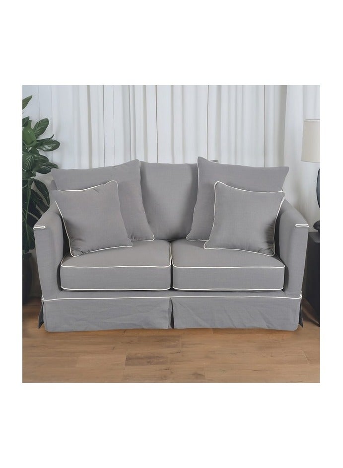 Micasa 2-Seater Elegant Design Plain Fabric Sofa Grey And White 69 X 90 X 145 Cm Rl2362-2S - Image 3